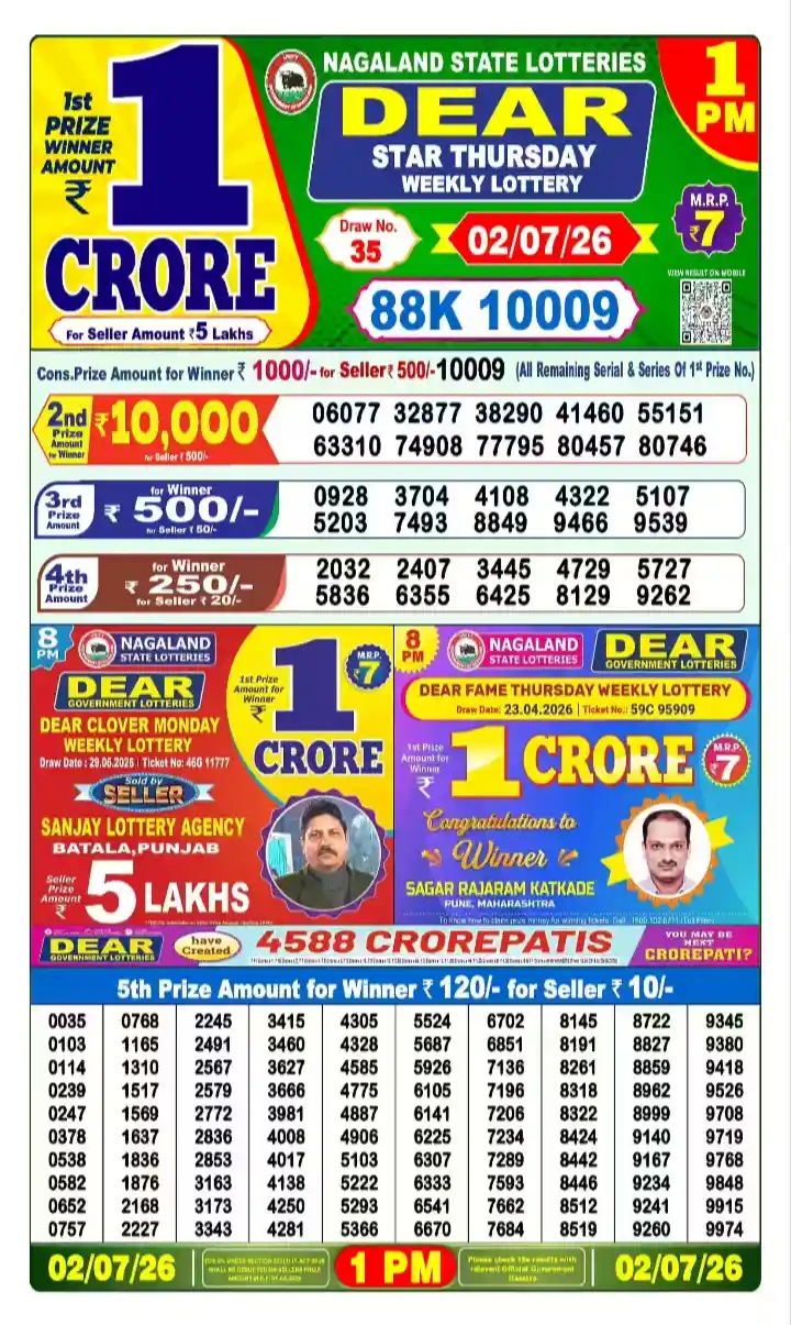 lottery sambad today 1pm 02-07-2026