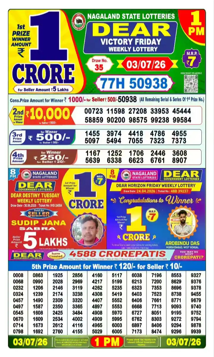 lottery sambad today 1pm 03-07-2026