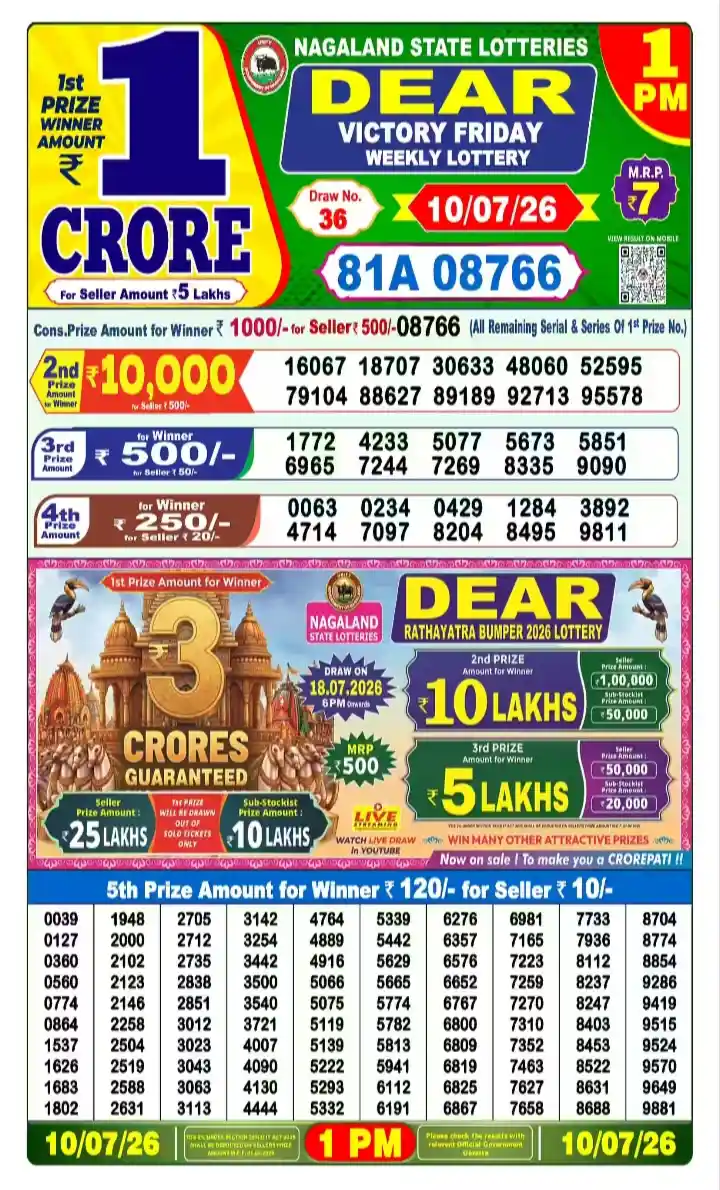 lottery sambad today 1pm 10-07-2026