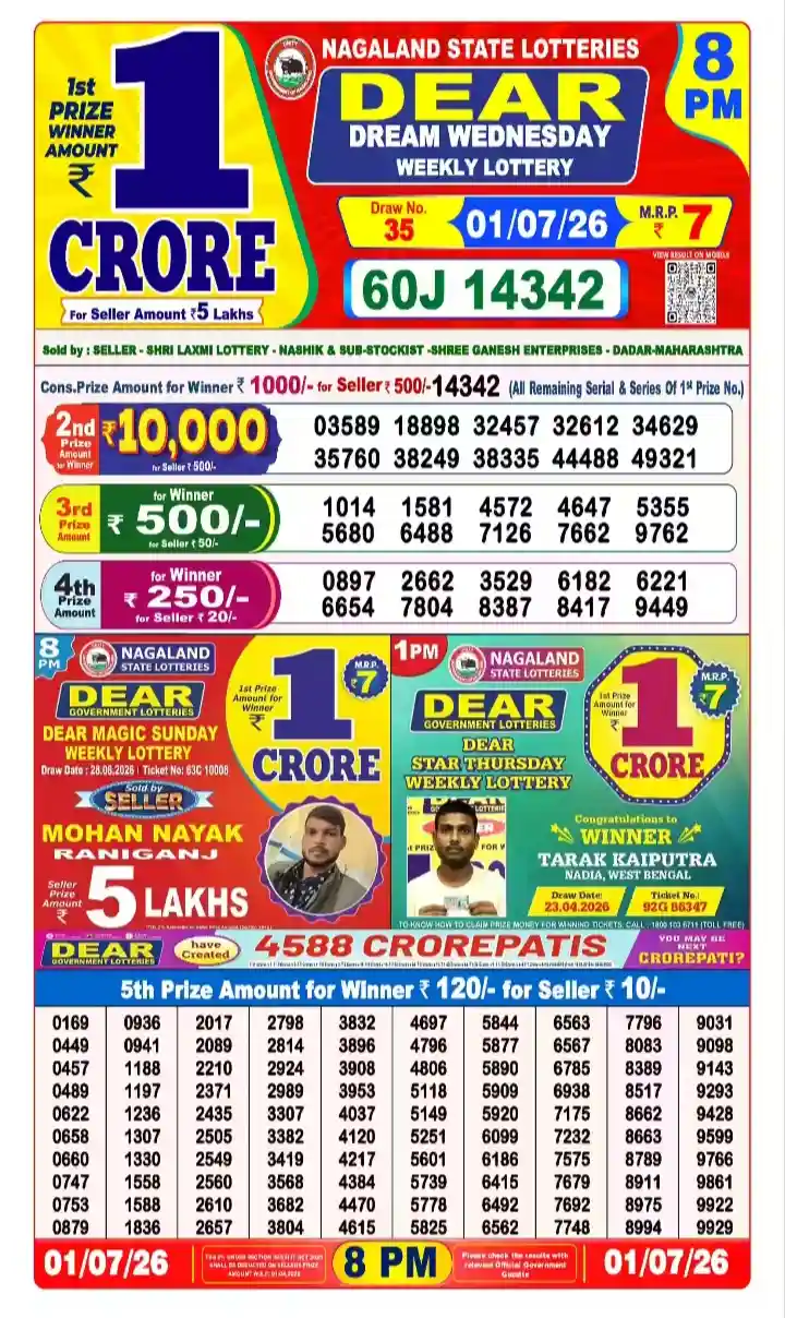 lottery sambad today 8pm 01-07-2026