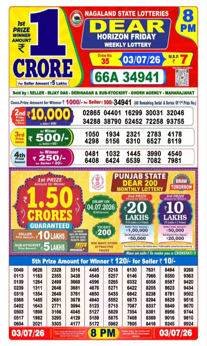 lottery sambad today 8pm 03-07-2026