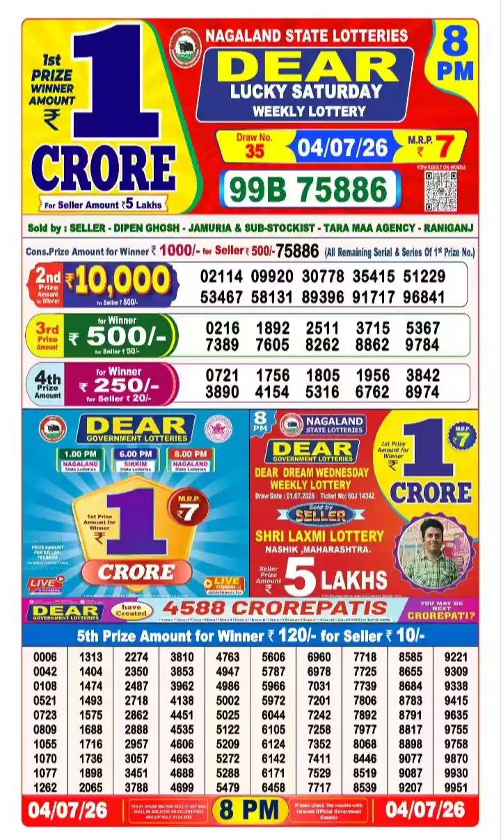 lottery sambad today 8pm 04-07-2026