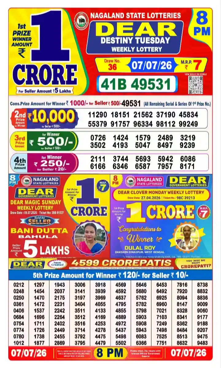 lottery sambad today 8pm 07-07-2026
