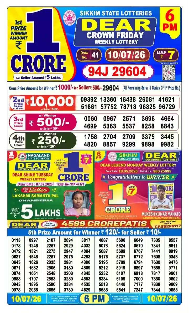 lottery sambad today 6pm 10-07-2026